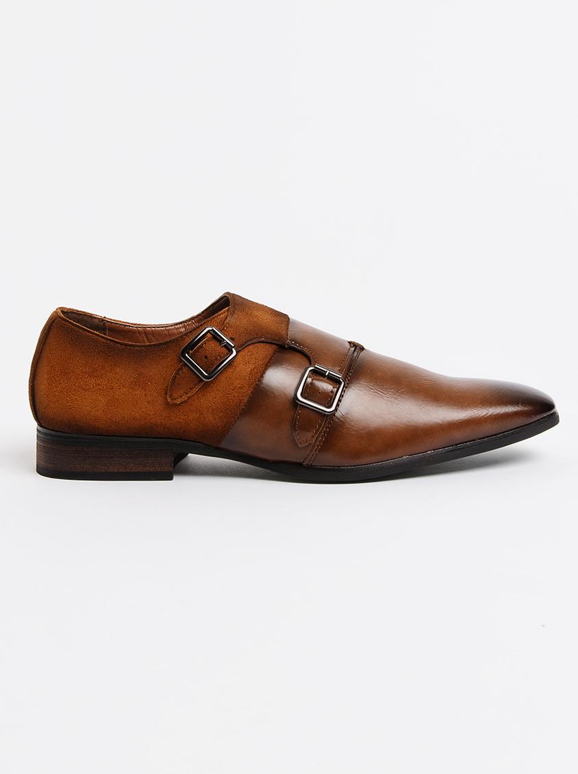 Magio 25 Wax Double Monk Strap Shoes Tan MAZERATA Formal Shoes ...