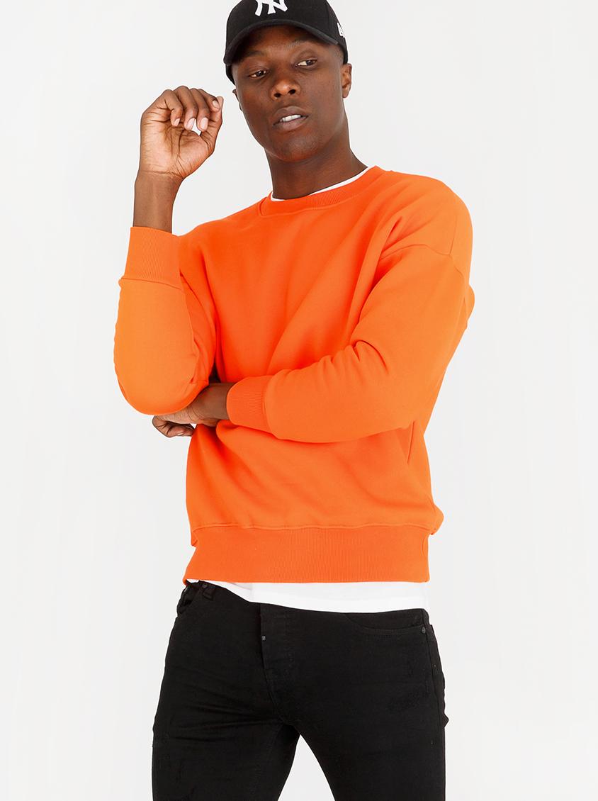 Dropped Sleeve Sweatshirt Orange STYLE REPUBLIC Hoodies & Sweats ...