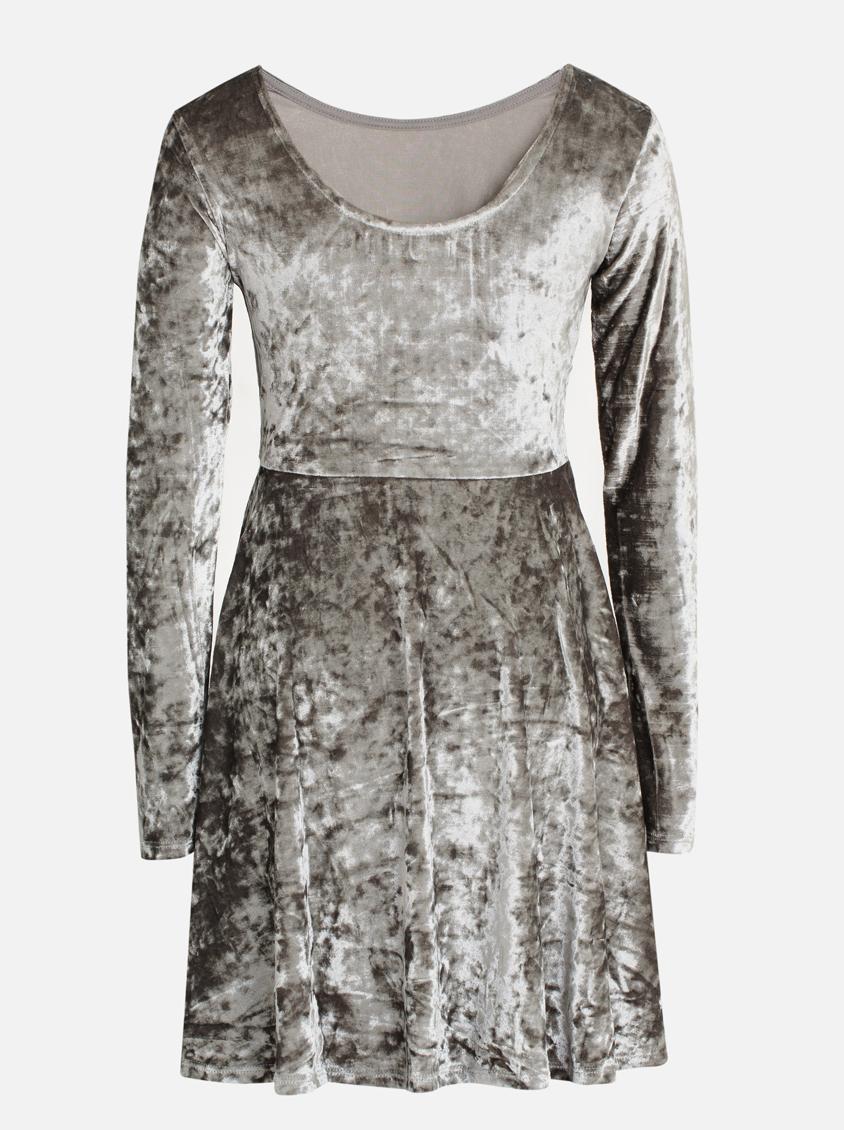 silver crushed velvet dress