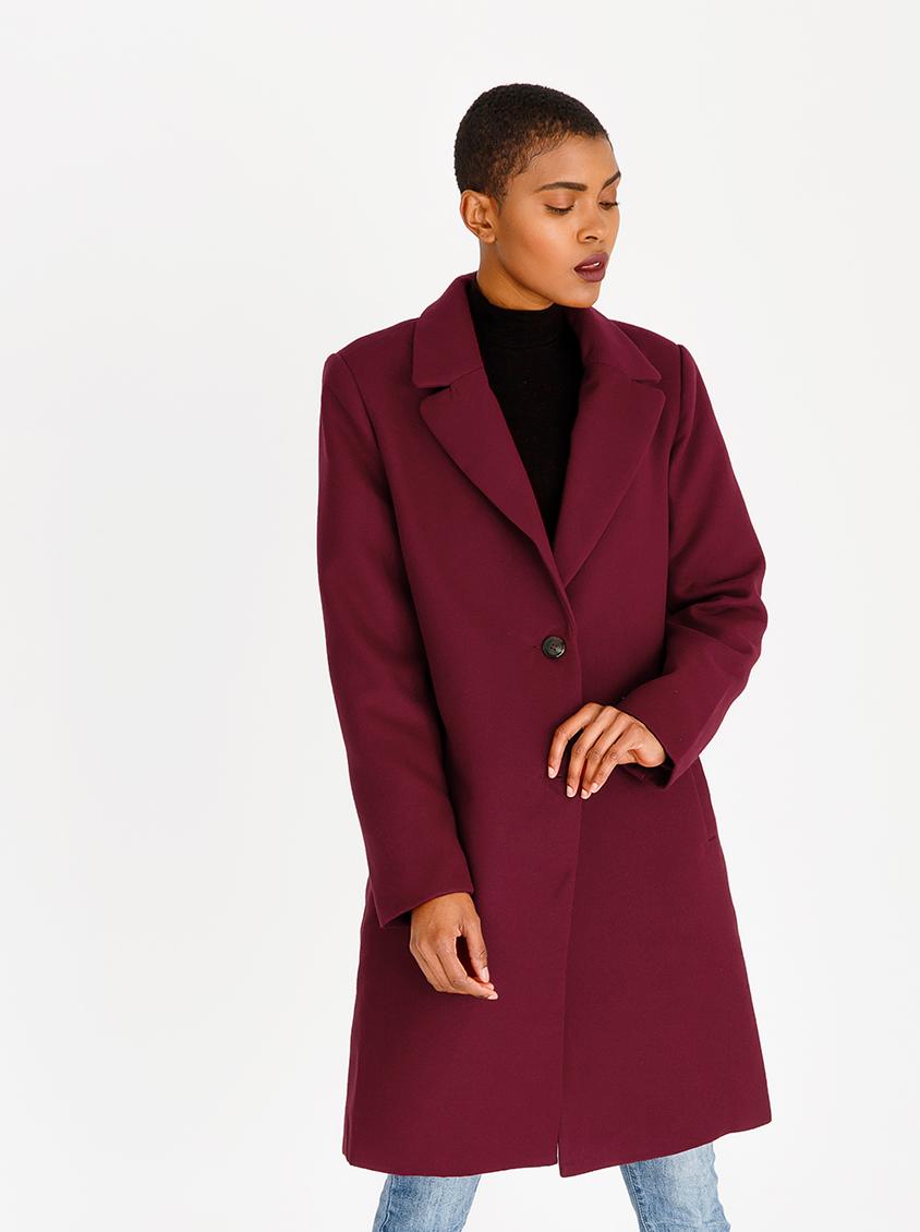 Basic Wool-like Coat Dark Red edit Coats | Superbalist.com