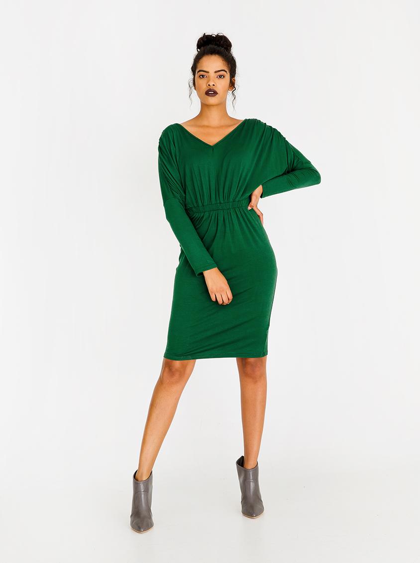 dark green shift dress