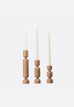 Lumberjack Oak Candle Holder Set of 3