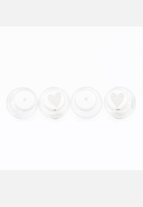 Tabletop Ceramics - Buck & Heart Printed Glass Beakers Set – Multi
