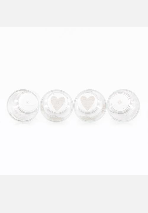 Tabletop Ceramics - Leaf & Heart Printed Glass Beakers Set – Multi