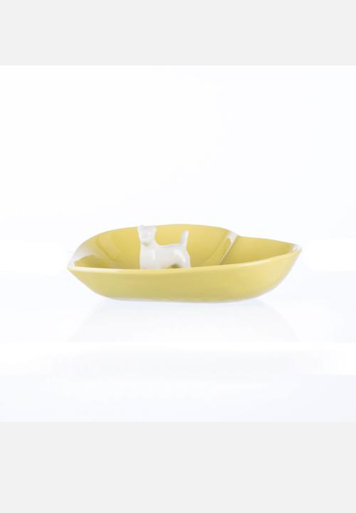 Ceramic Factory - Large Puppy Love Plate – Mustard & White