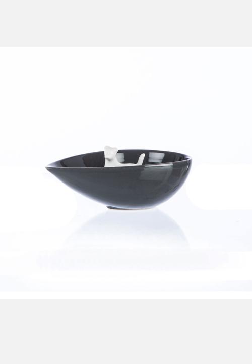 Ceramic Factory - Small Bailey Dog Bowl – Charcoal & White