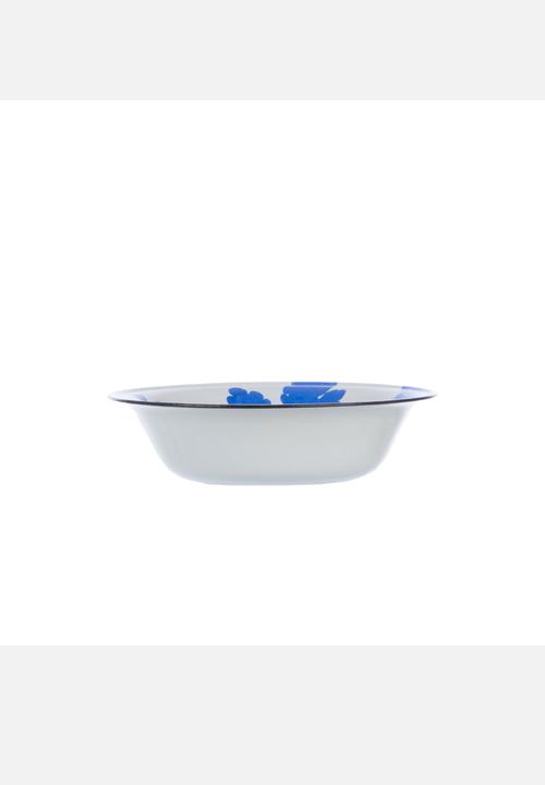 Enamel Tabletop - Floral Salad Bowl – Azure Blue