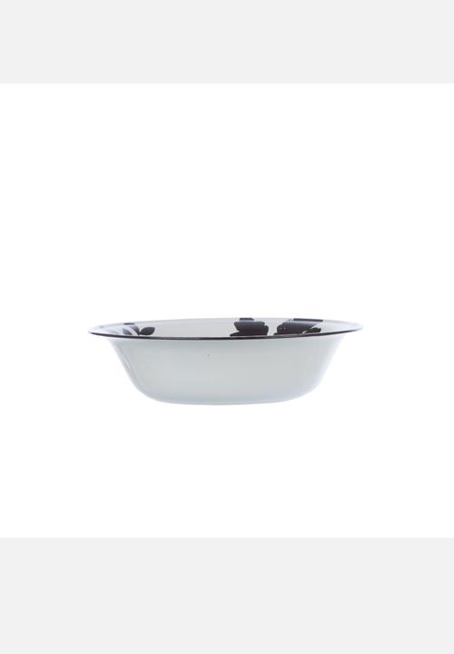 Enamel Tabletop - Floral Salad Bowl – Black