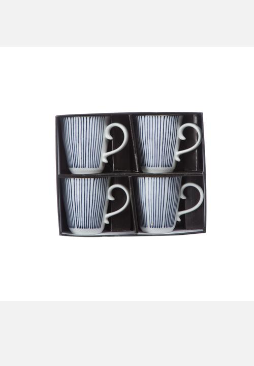 Eastern Tea Party - Striped Mugs Set of 4 – Blue & White