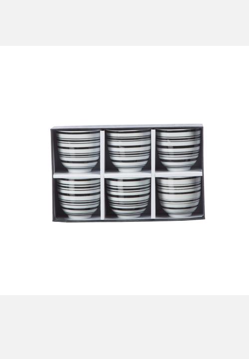 Eastern Tea Party - Striped Tea Cups Set of 6 – Black & White