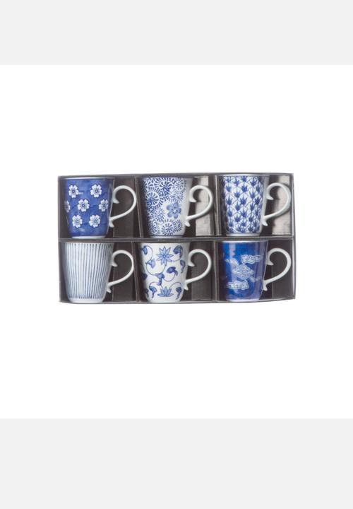 Eastern Tea Party - Assorted Mugs Set of 6 – Blue & White