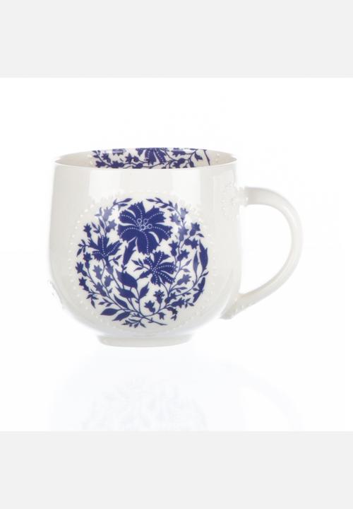 Tabletop Ceramics - French Floral & Heart Fatties Set – Royal Blue