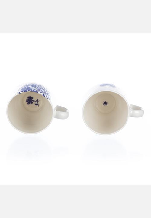 Tabletop Ceramics - French Floral & Heart Fatties Set – Royal Blue