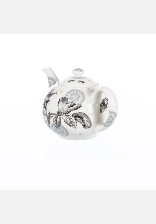 Tabletop Ceramics - Floral 6 Cuppa Teapot – Black & Grey