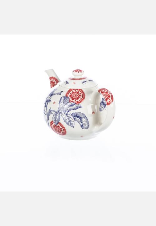 Tabletop Ceramics - Floral 6 Cuppa Teapot – Red & Blue