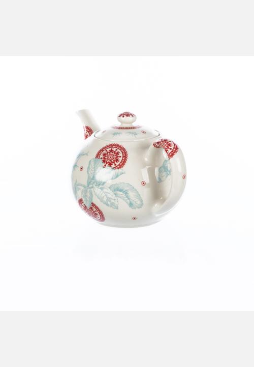 Tabletop Ceramics - Floral 6 Cuppa Teapot – Turquoise & Red