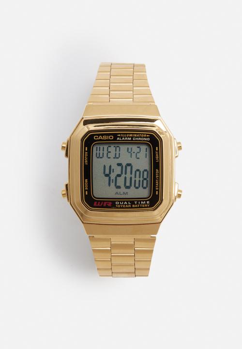 Wide LCD backlight watch - gold