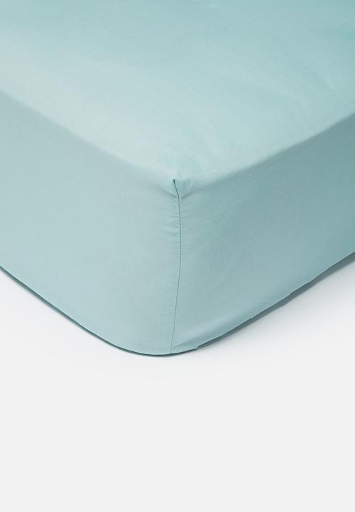 Polycotton fitted sheet - duck egg