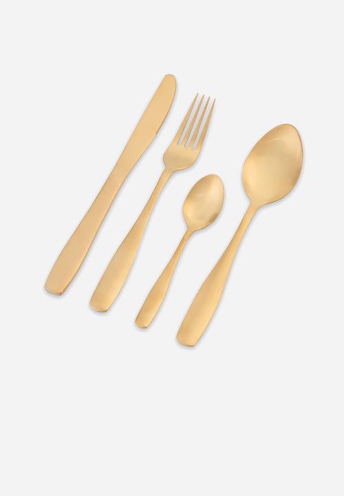 Bella Casa gold matte 4 piece cutlery set