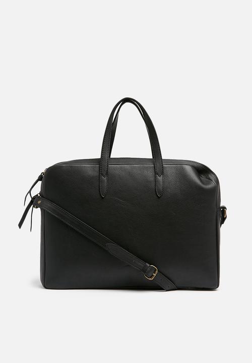 Anna Leather Briefcase - Black