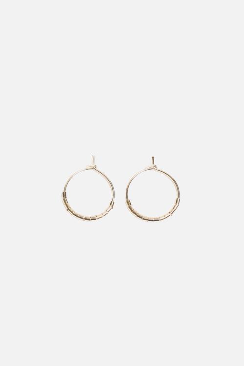 Mini Fine Hoop & Metal Bead Earrings