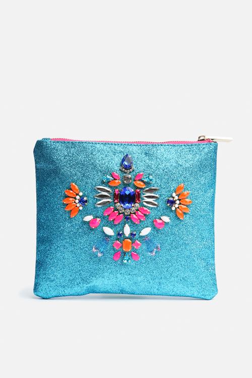 Aqua Glitter Clutch