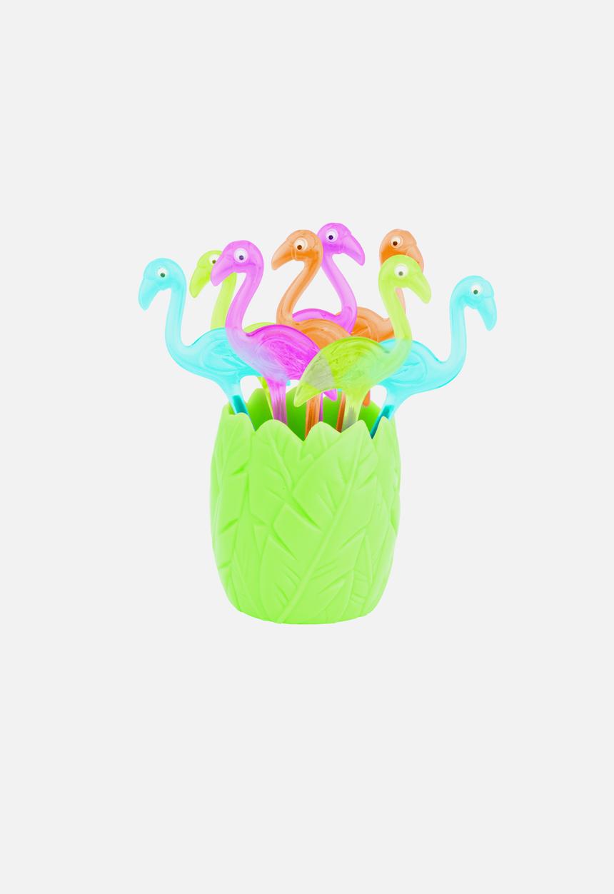 Zak! Designs - Crazy Eye Flamingo Food Picks – Multi