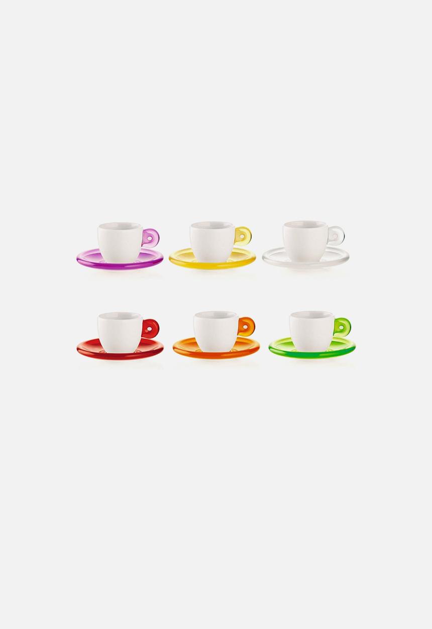 Guzzini in the Kitchen - Espresso Cups & Saucers Set of 6 – Multi