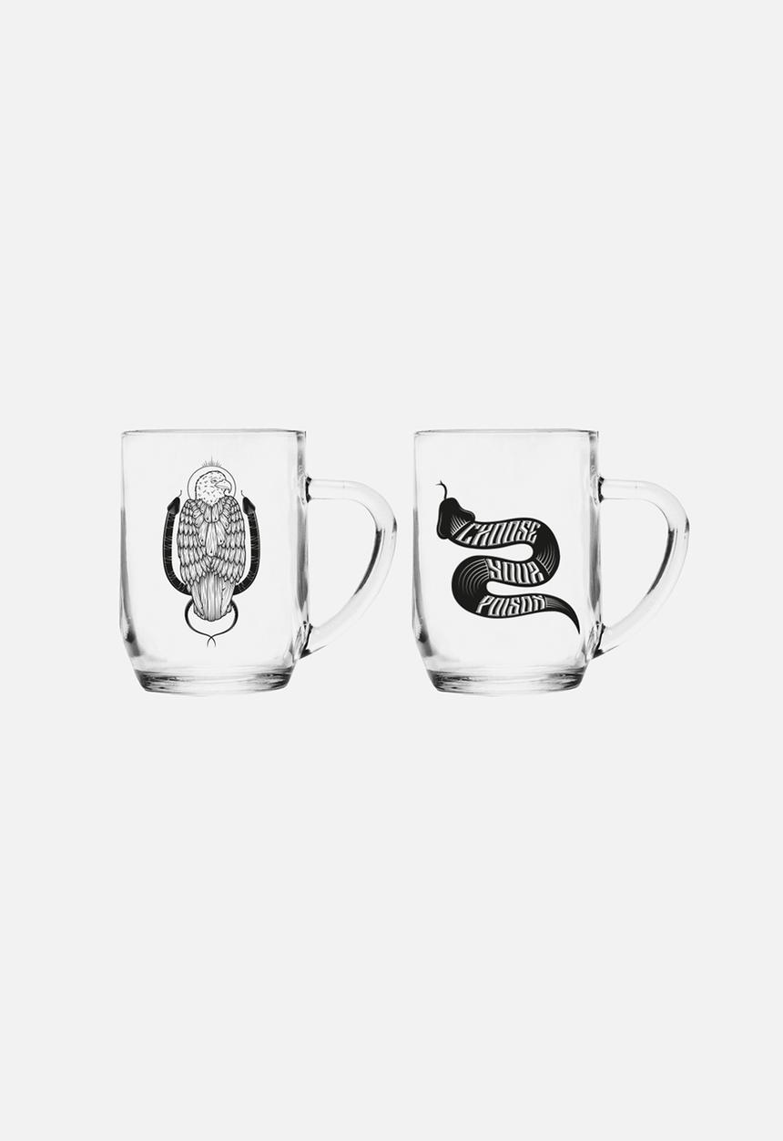 Superbalist Bar and Wine - Eagle/Snake Crest & Typo Beer Mugs Set of 2 