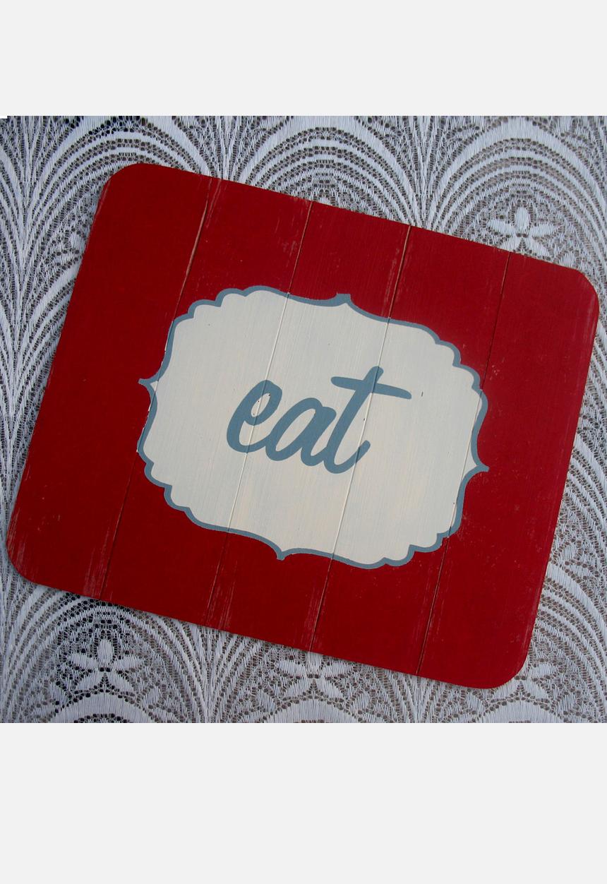 Mossie Handmade - Red “Eat” Placemat – Set of 4