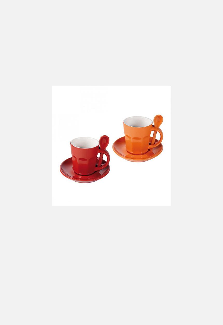 Coffee Café - Bean There Cape Town - Intermezzo Mug Set of 2 – Orange & Red
