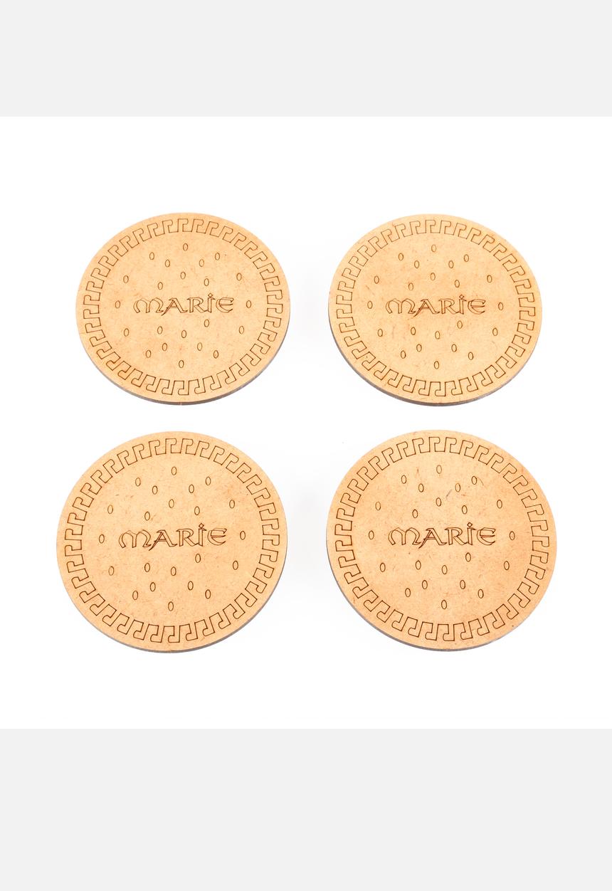 Timber Deco Trend - Marie Biscuit Coasters Set of 4 – Brown