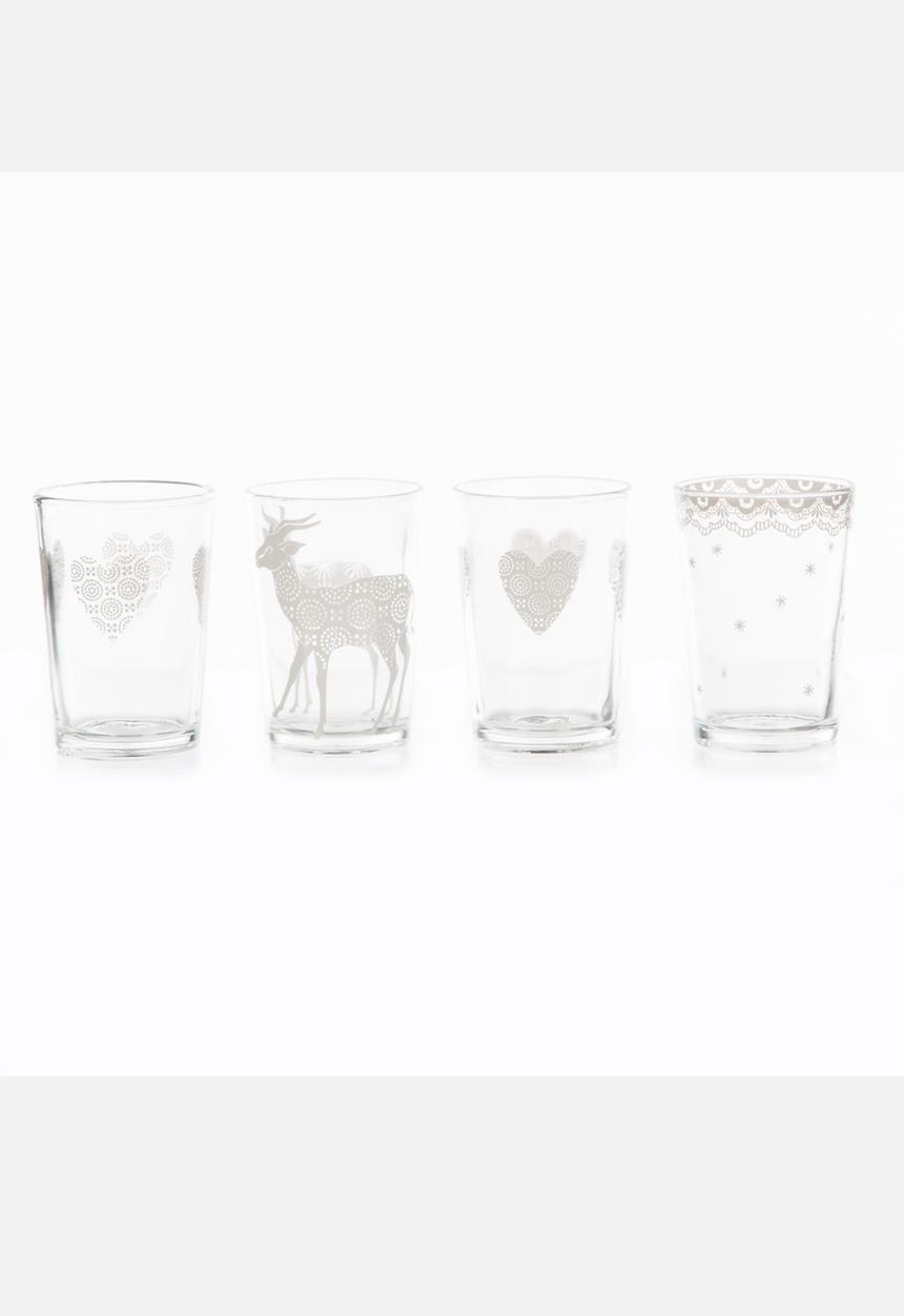 Tabletop Ceramics - Buck & Heart Printed Glass Beakers Set – Multi