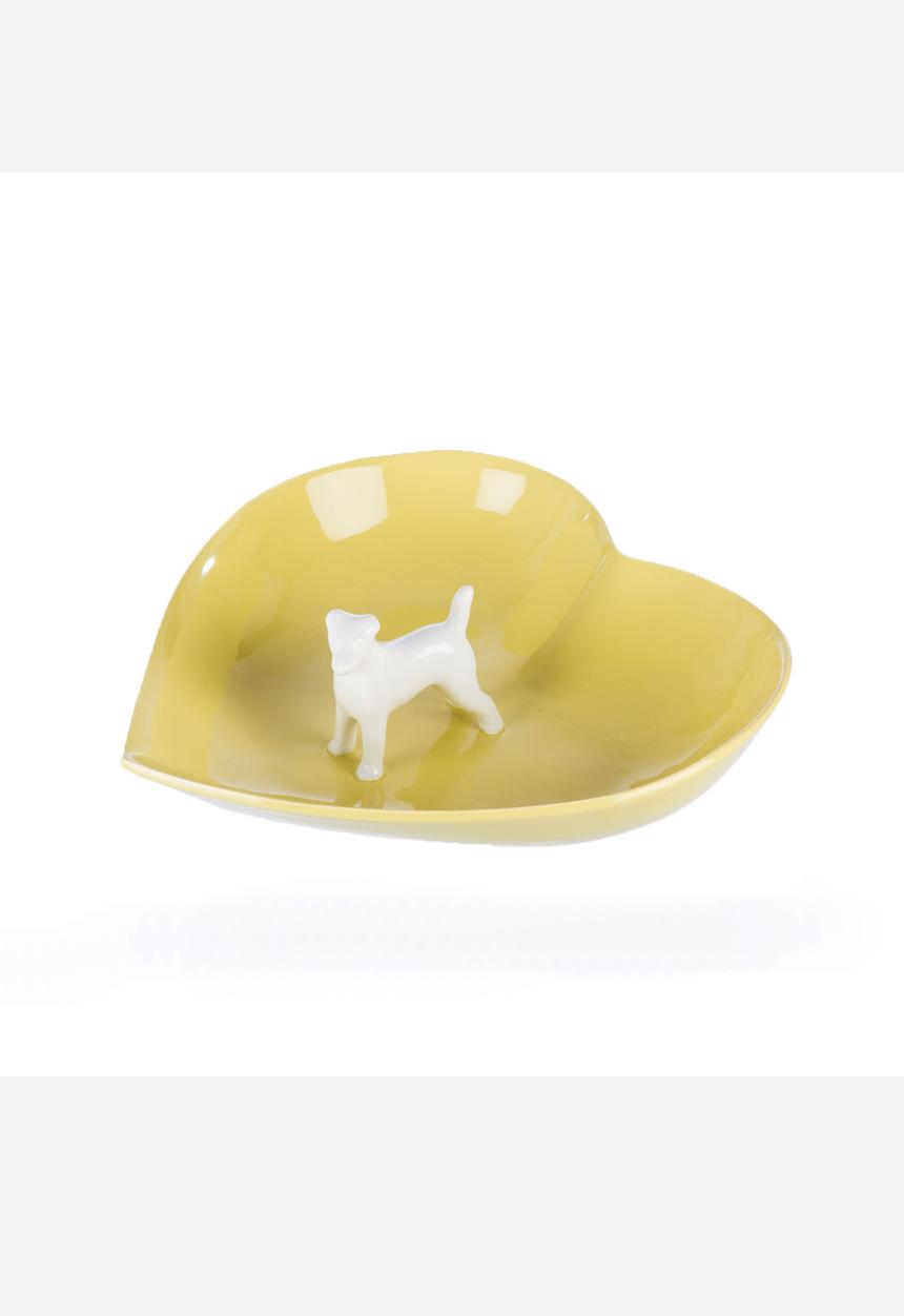 Ceramic Factory - Large Puppy Love Plate – Mustard & White
