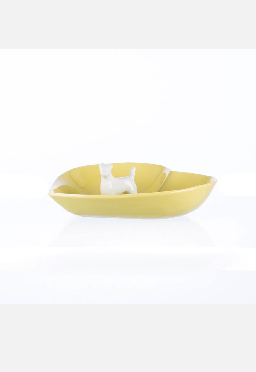 Ceramic Factory - Large Puppy Love Plate – Mustard & White