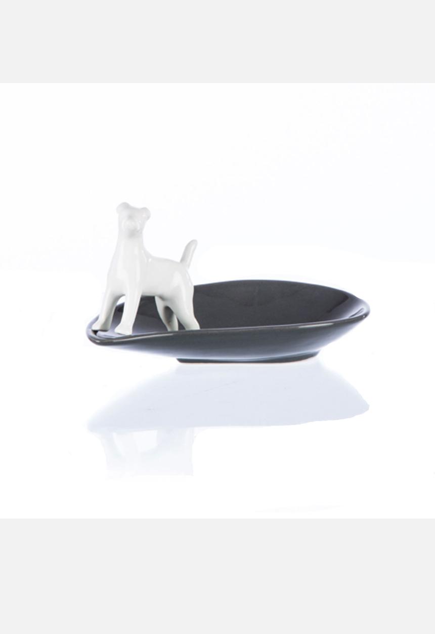 Ceramic Factory - Bailey Dog Paisley Plate – Charcoal & White