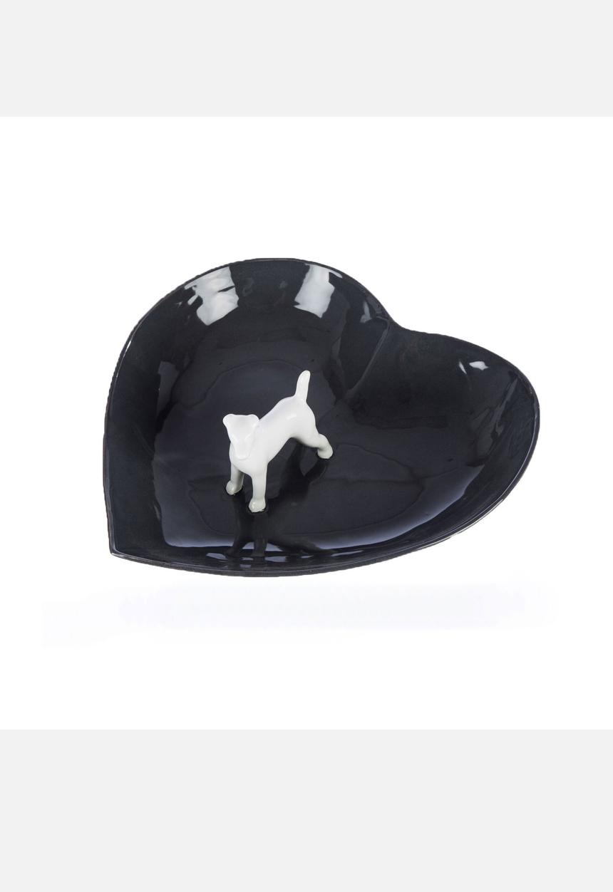 Ceramic Factory - Large Puppy Love Plate – Charcoal & White