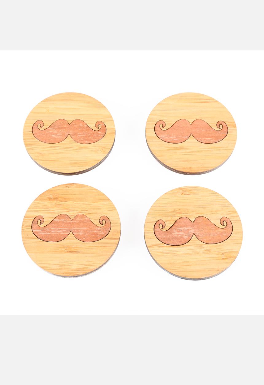 Décor Extravaganza - Moustache Coasters Set of 4 – Brown