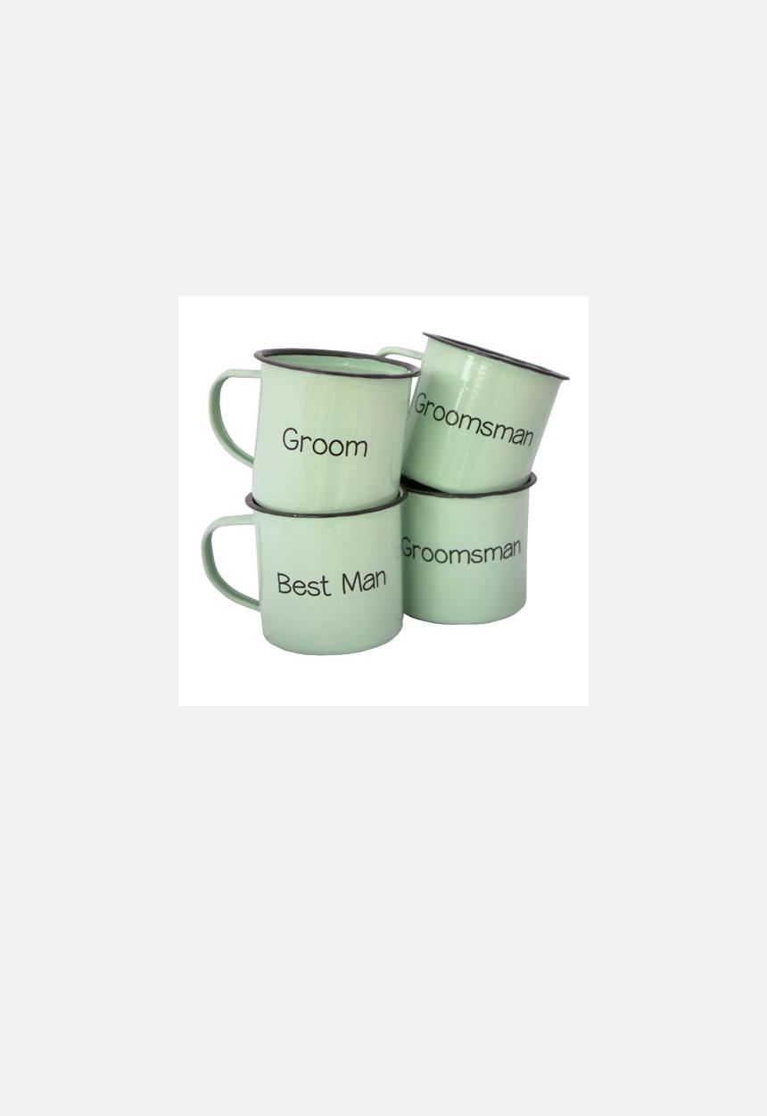Tie the Knot Boutique - Groom’s Enamel Cup Set of 4 – Mint