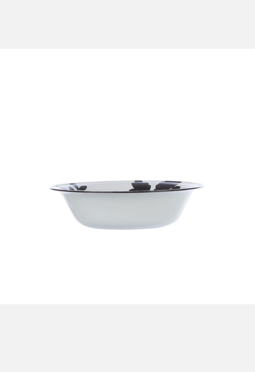 Enamel Tabletop - Floral Salad Bowl – Black