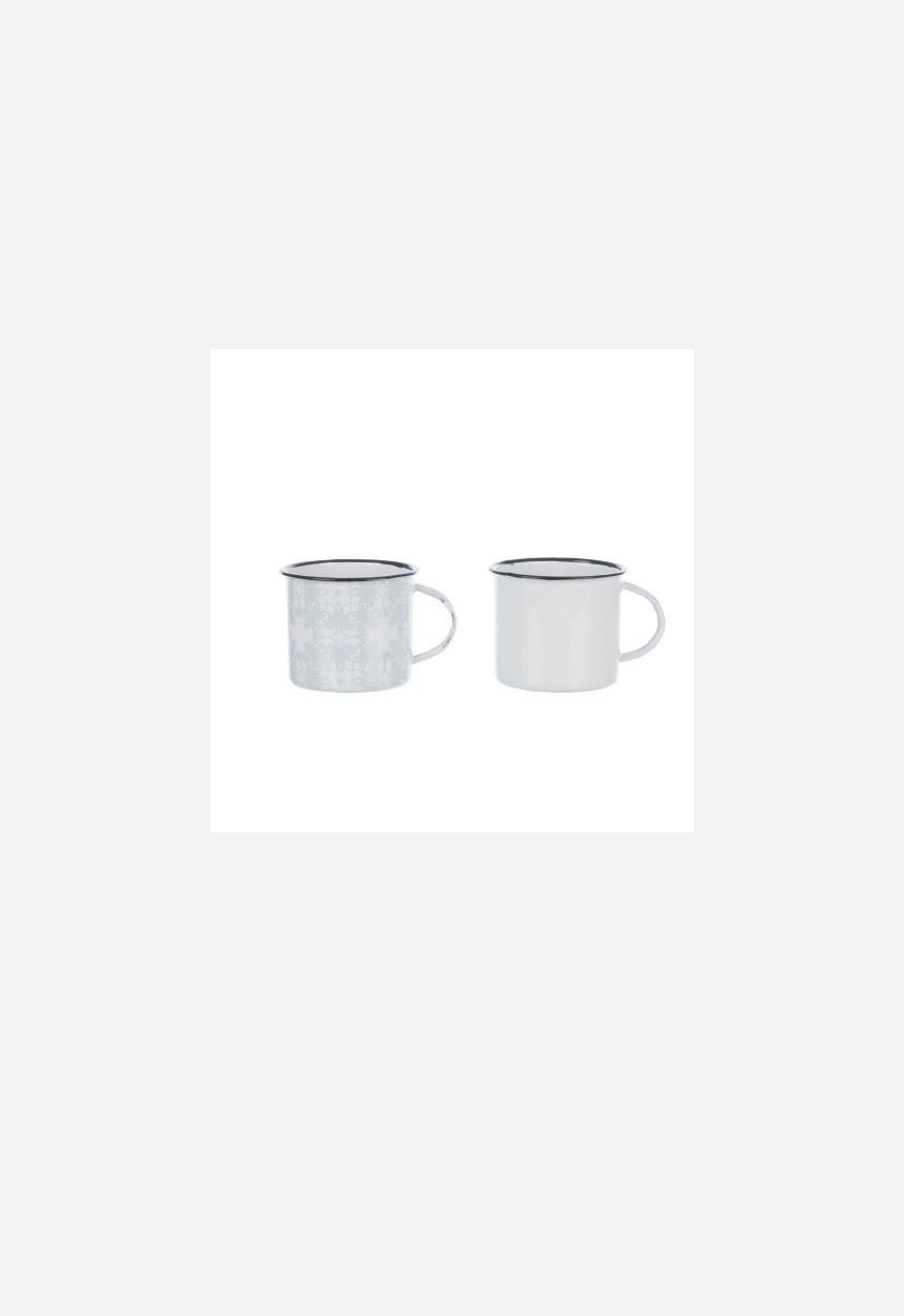 Enamel Tabletop - Bird & Moorish Mug Set of 2 – Duck Egg