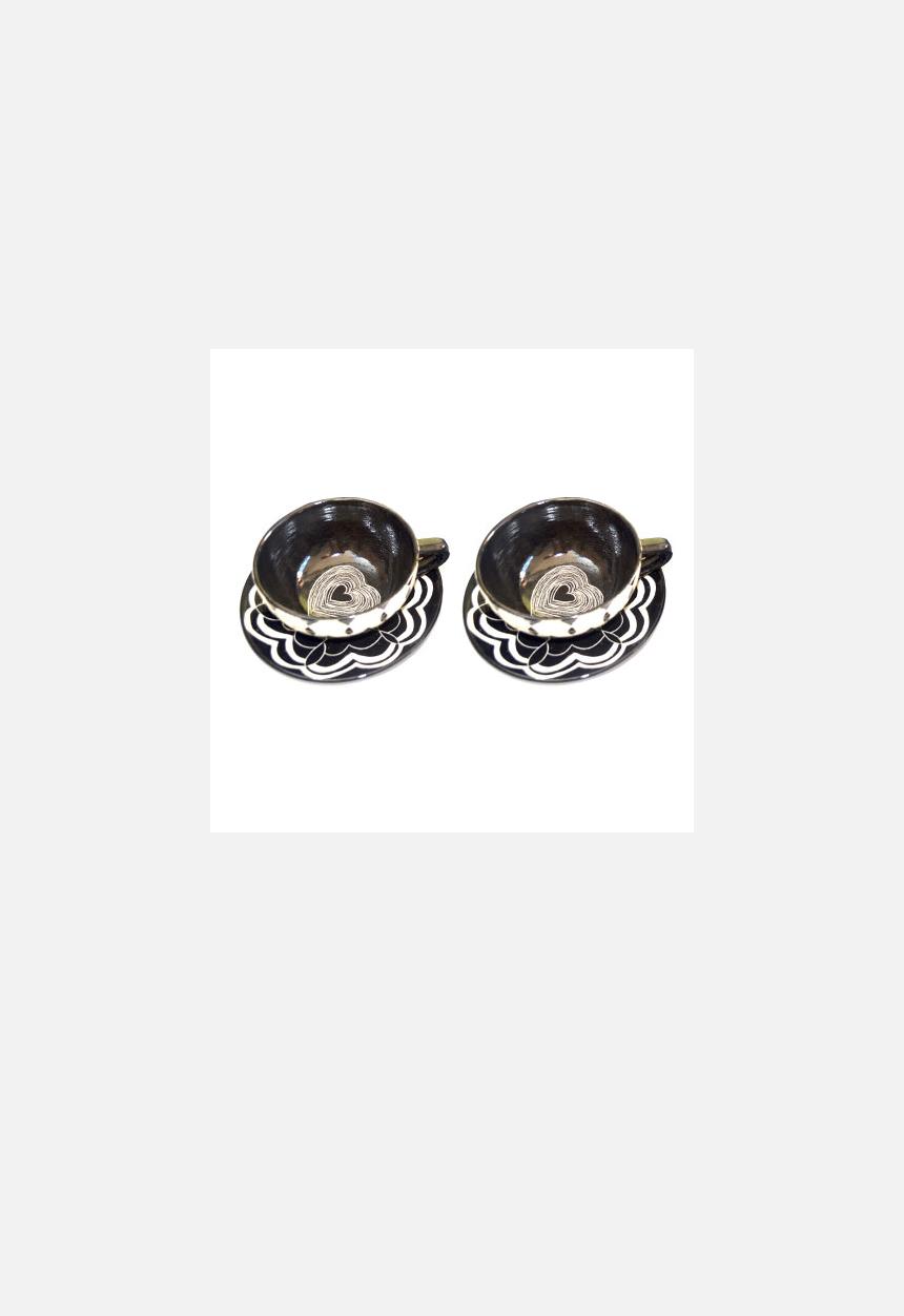 Stoned Cherrie - Flower of Love Cappucino Set – Black & White