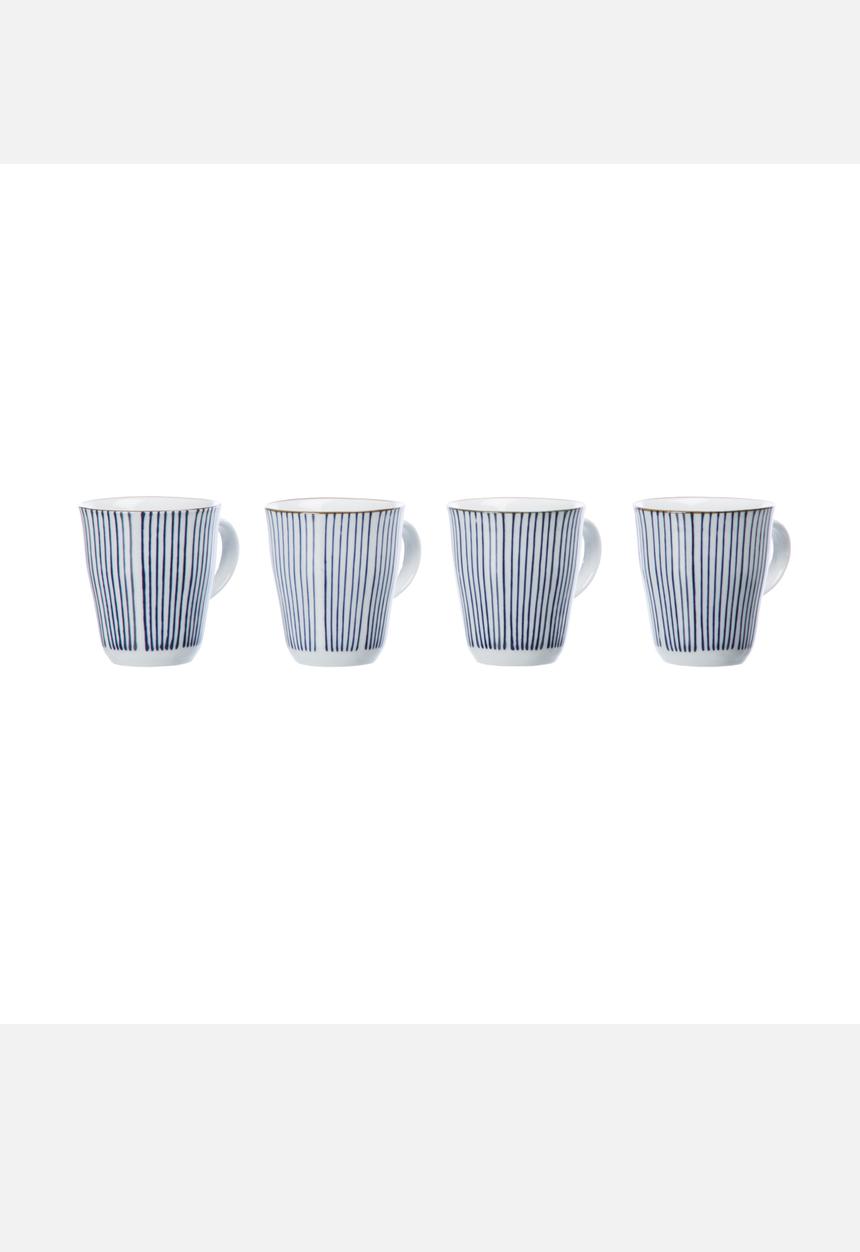 Eastern Tea Party - Striped Mugs Set of 4 – Blue & White