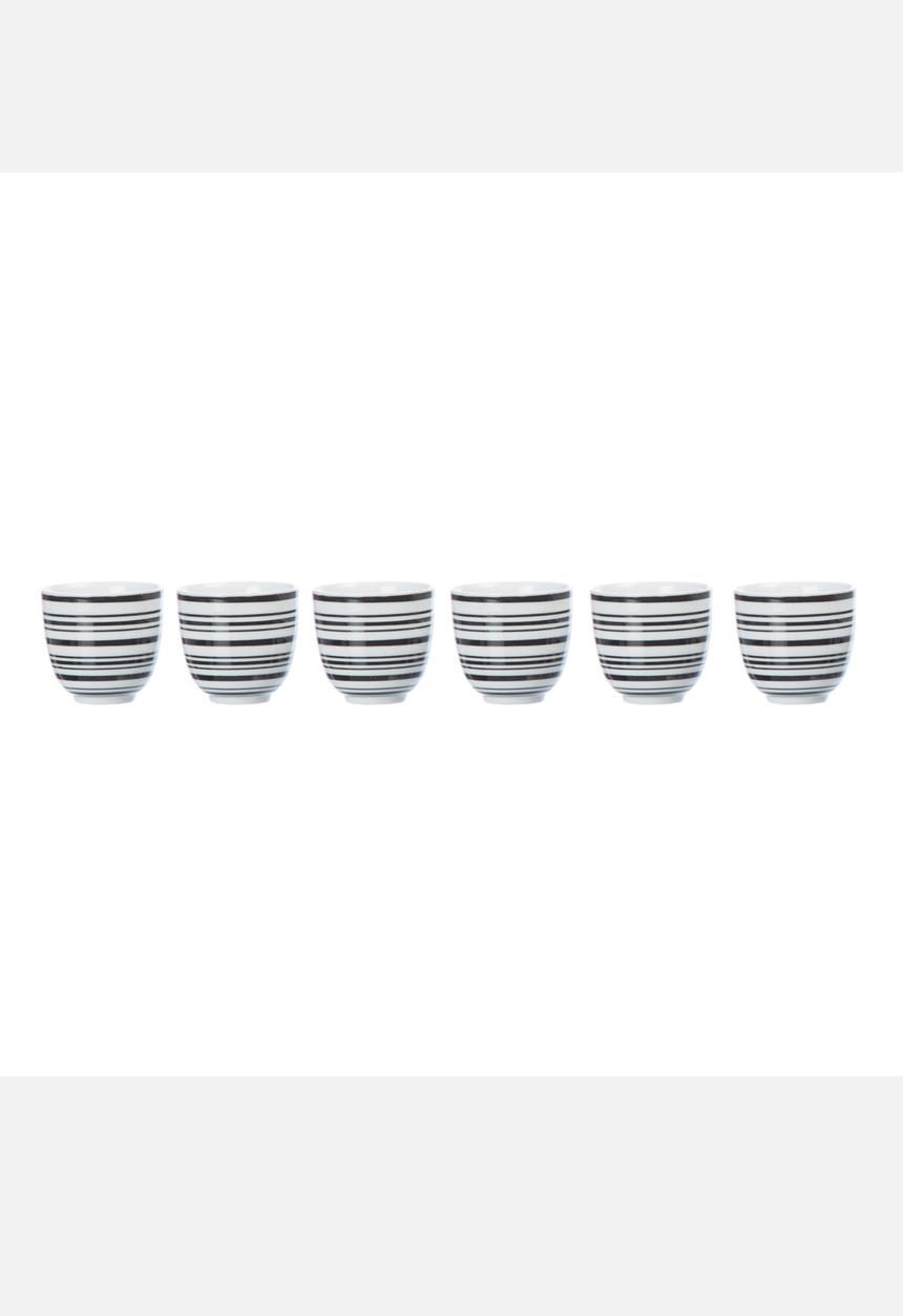 Eastern Tea Party - Striped Tea Cups Set of 6 – Black & White