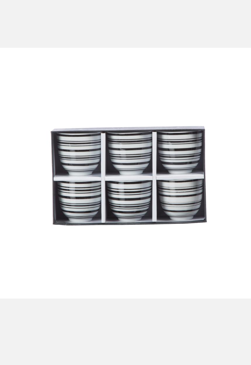 Eastern Tea Party - Striped Tea Cups Set of 6 – Black & White
