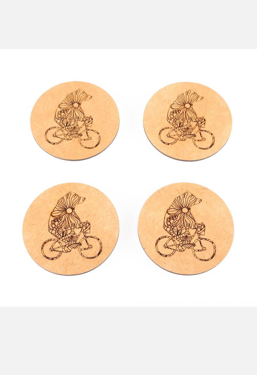 Big Blowout Sale - Bike Coasters Set of 4 – Brown