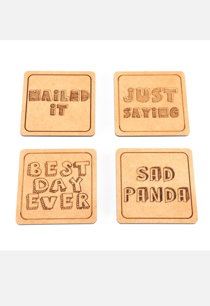 Big Blowout Sale - Hashtag Coasters Set of 4 – Brown