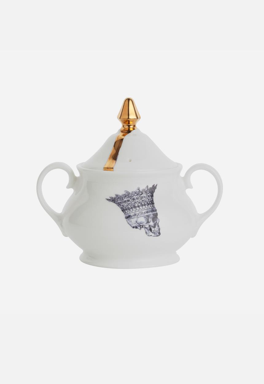 Melody Rose Ceramics - Skull in Crown Sugar Bowl – Black & White