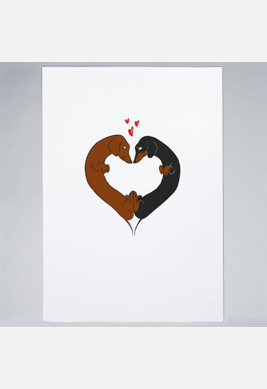 Brian Rubenacker - Dachshund Heart Card - Print
