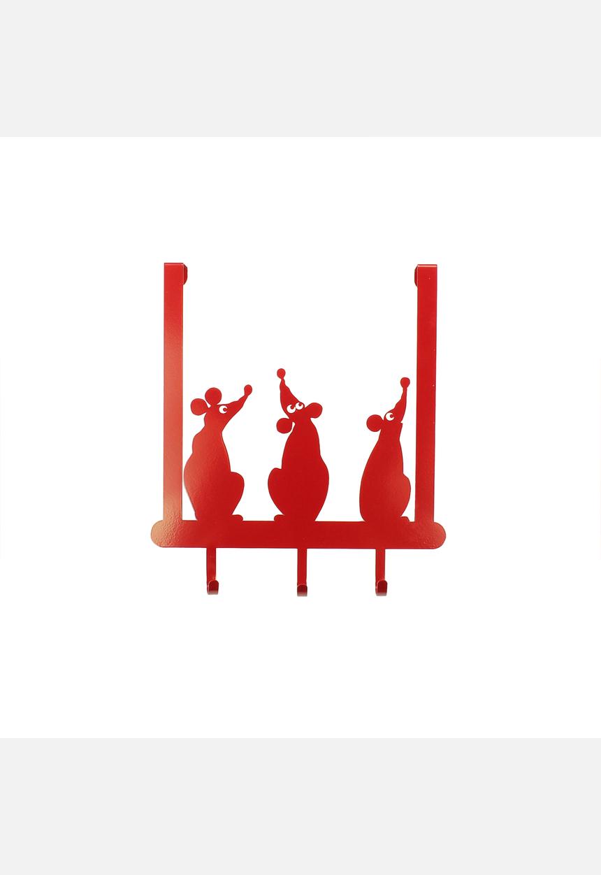 TinTown Home Trinkets - Mice-Over-The-Door Hooks – Red